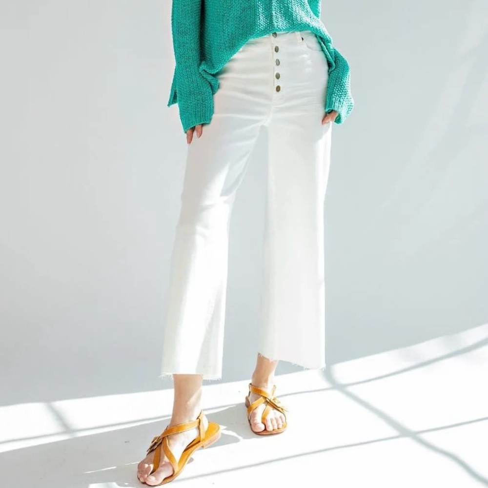 Easel White Ankle Cropped Jeans